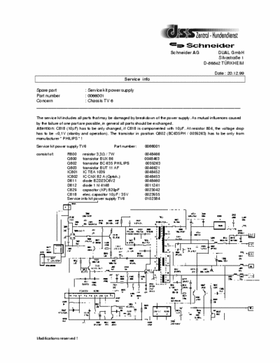 Schneider TV6 Schneider TV6_info power supply modification